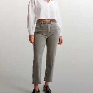 Curve Love Ultra High Rise Ankle Straight Jeans Size 28 Washed Grey